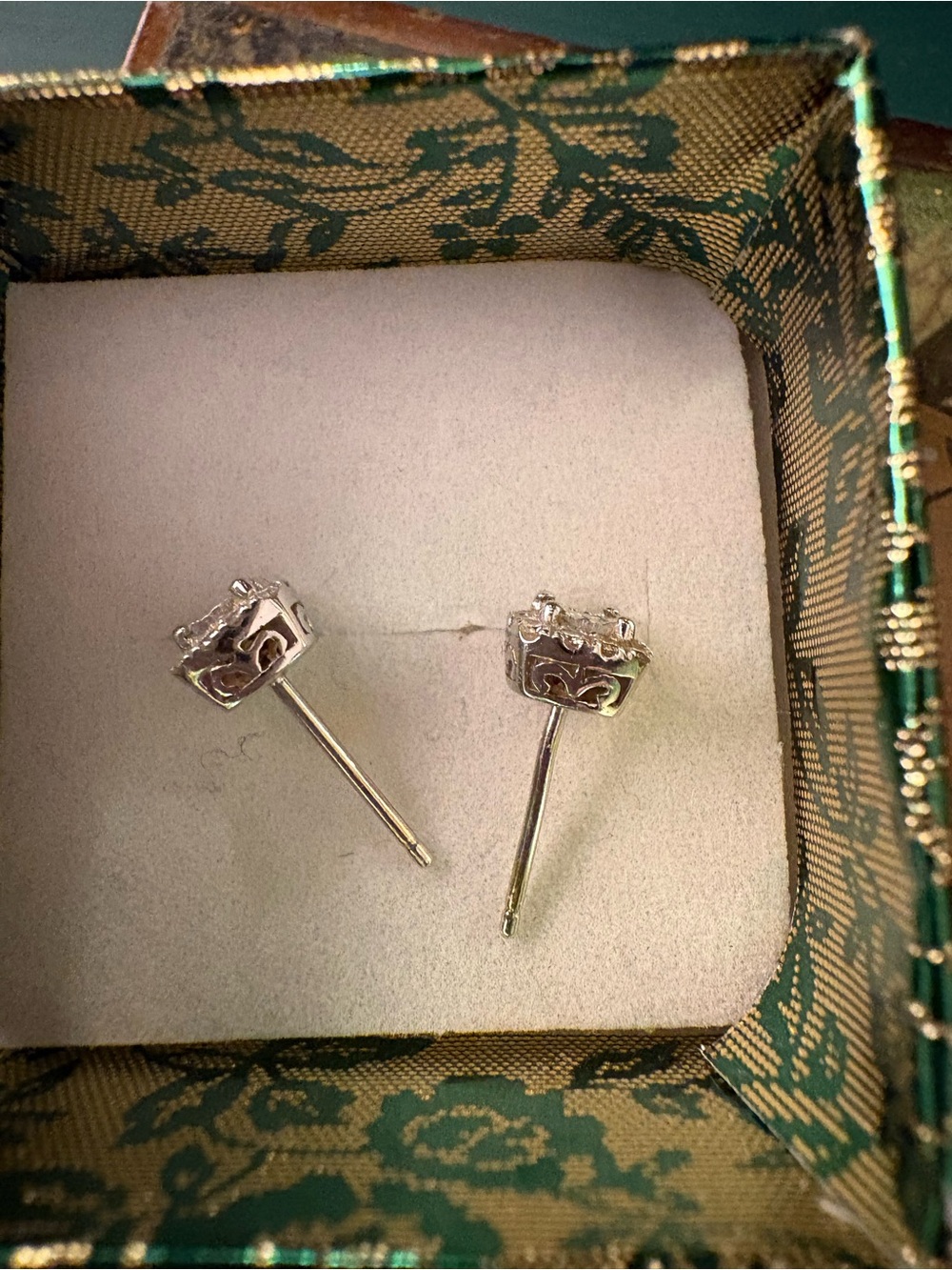 Classic Square Cluster Diamond Stud Earrings in 14k White Gold - Picture 3 of 4